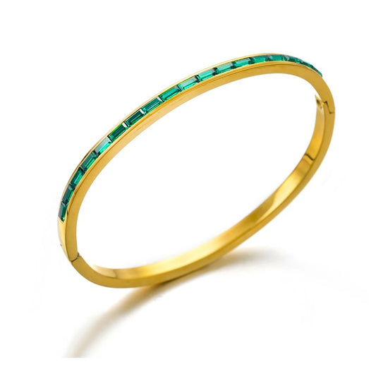 AUKSINĖ APYRANKĖ SU ŽALIAIS AKMENĖLIAIS