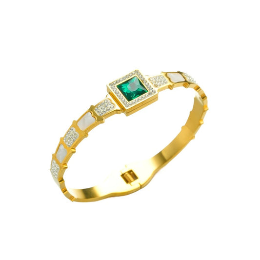 AUKSINĖ APYRANKĖ SU ŽALIU AKMENUKU